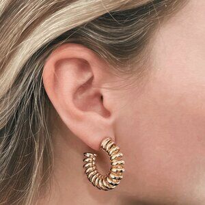 Le Mel Spring Spiral Hoop Earrings — 14K Gold Plated